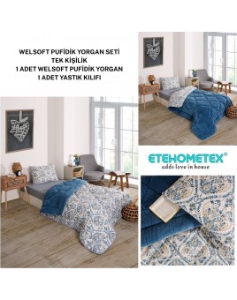 ETE HOMETEX TEK KİŞİLİK LÜX WELSOFT YORGAN AKSU İNDİGO 155X215CM 8696474231958